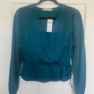 Abercrombie and Fitch Satin Teal Blouse